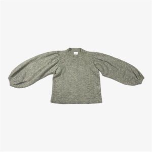 Wrap London Alpaca Blend Puff Sleeve Mock Neck Sweater in Sage Green Size 4